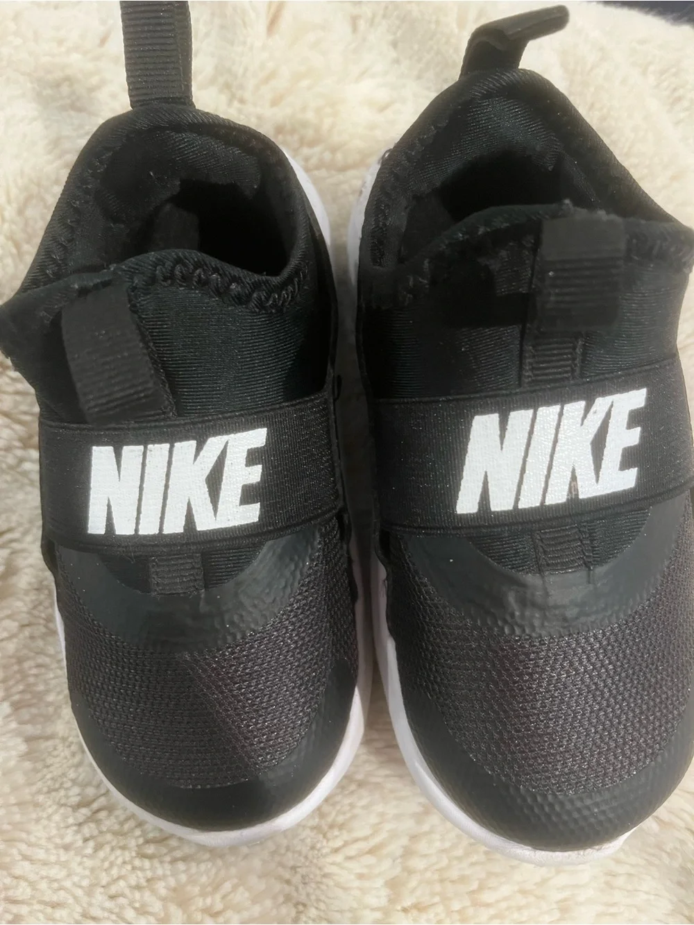 Nike Black and White Kids Slip-On Sneakers